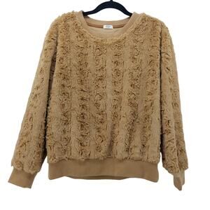 Dylan Faux Fur Pullover Sweater Brown Women Sz M